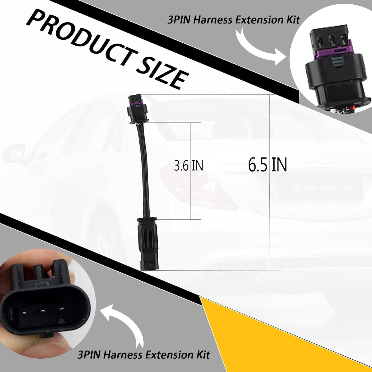 4-Piece 3-Pin Harness Extension Kit for Camshaft Adjuster Magnet Compatible with Mercedes-Benz M278 4.7L Engine (2011-2020)